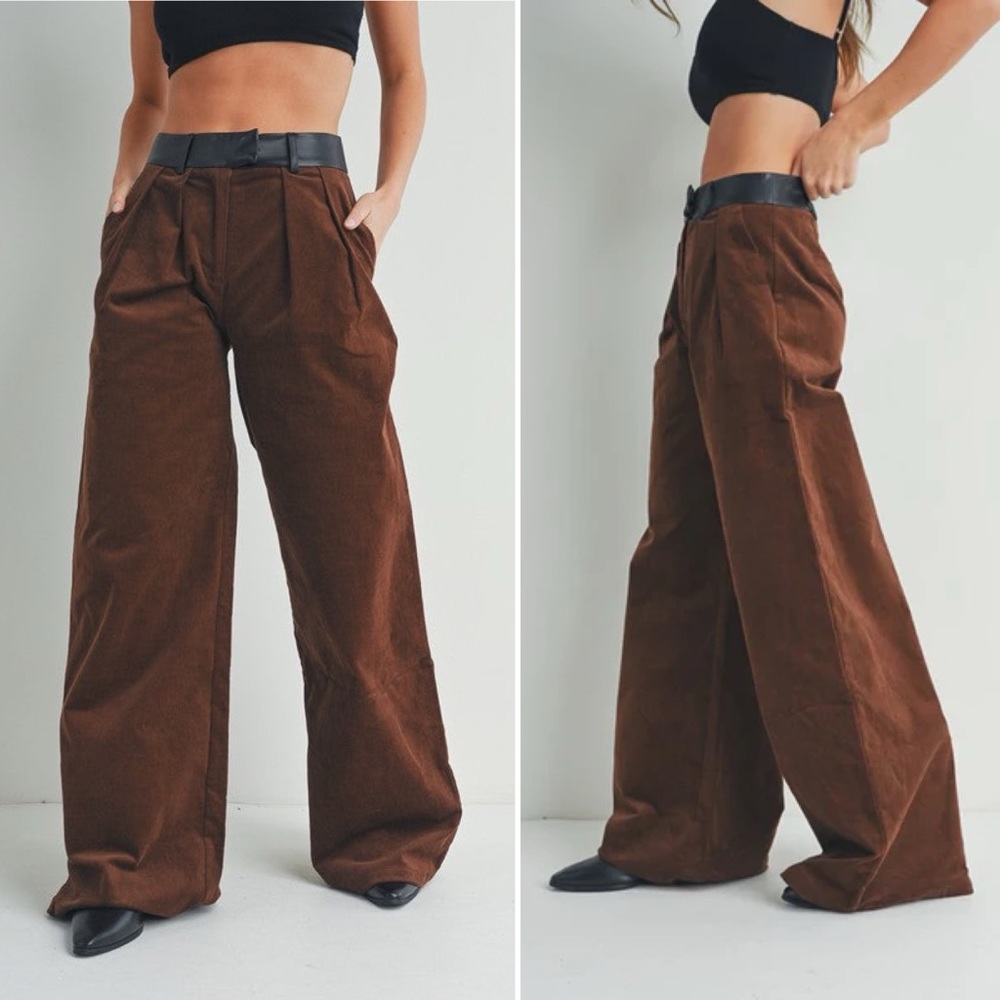 WinWin Brown Corduroy Wide Leg Pants Sacus Bottom